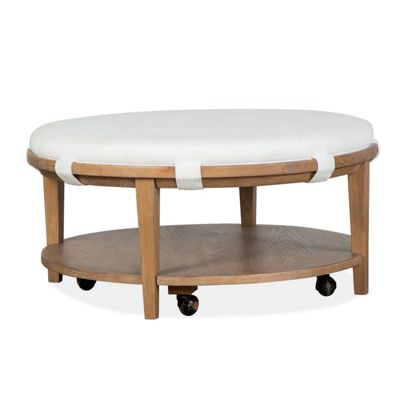 Magnussen - Lindon  - Round Cocktail Table w/White Uph. Top & Casters - T5570-45W
