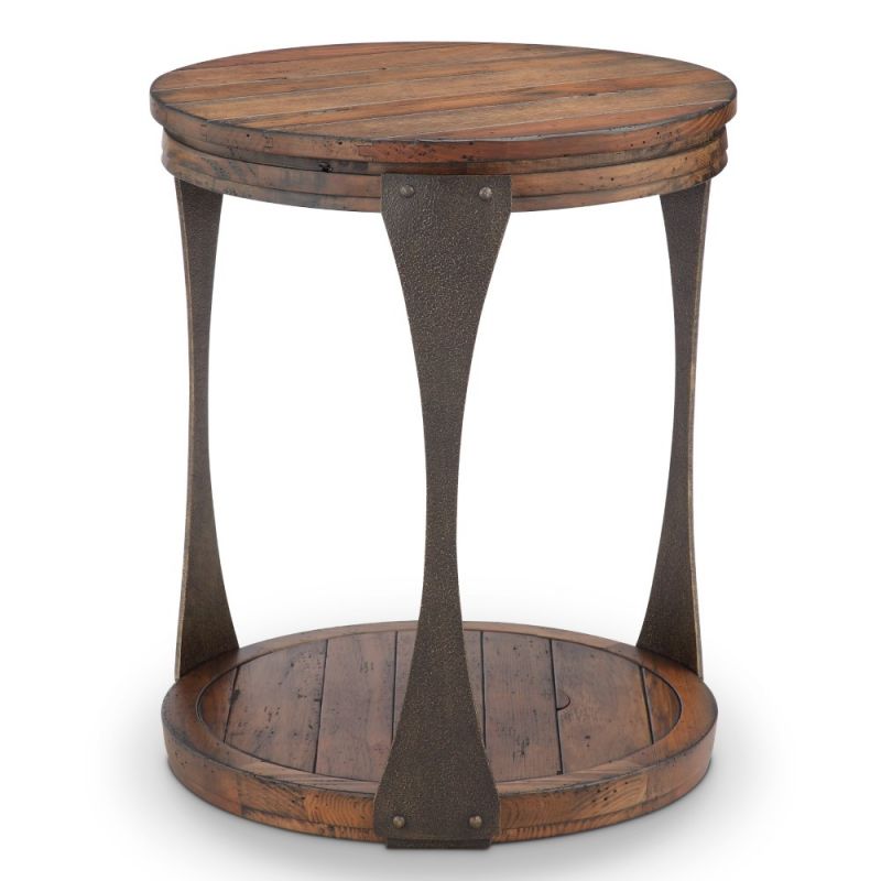 Magnussen - Montgomery Industrial Reclaimed Wood Round Accent Table in Bourbon Finish - T4112-05