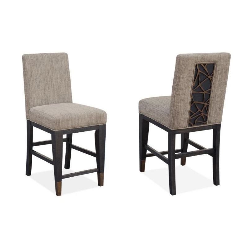 Magnussen - Ryker Counter Chair with Upholstered Seat and Back in Nocturn Black & Coventry Grey - (Set of 2) - D5013-83