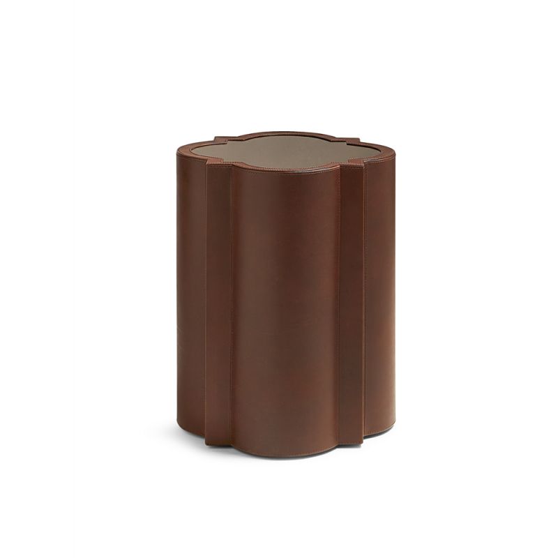 Maitland Smith - Brown Glass & Leather Spot Table - 8396-30