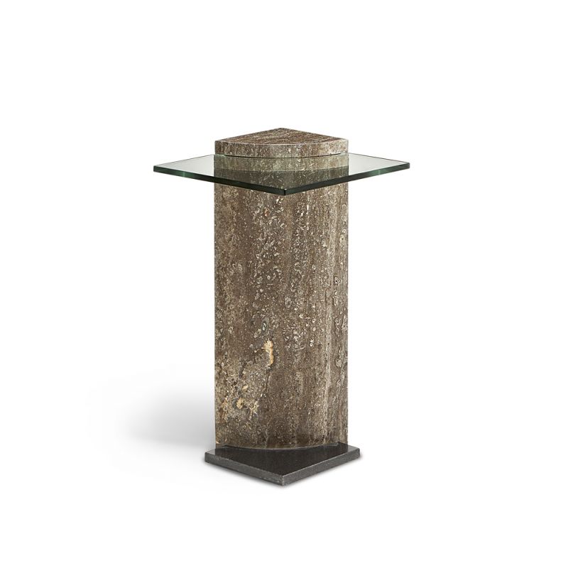 Maitland Smith - Glass Travertine Pillar Side Table - 8376-32