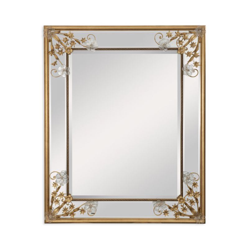Maitland Smith - Gold Mirror With Murano Glass Flowers - 8353-28