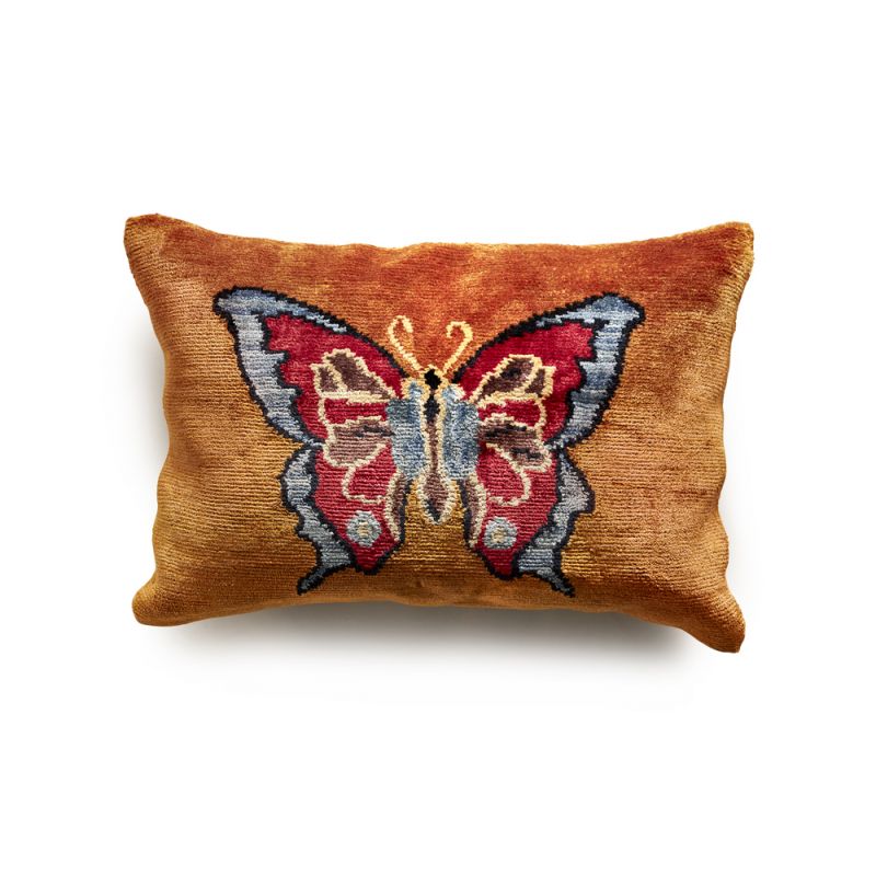 Maitland Smith - Orange Red Butterfly Pillow - 8402-15