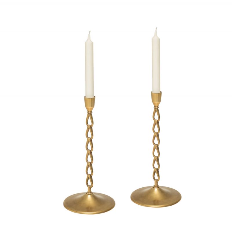 Maitland Smith - Pair Of Antique Cast Brass Candlesticks - 8183-16