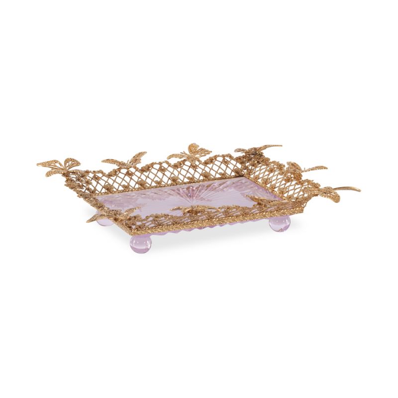 Maitland Smith - Pink Carved Butterfly Tray - 8354-25