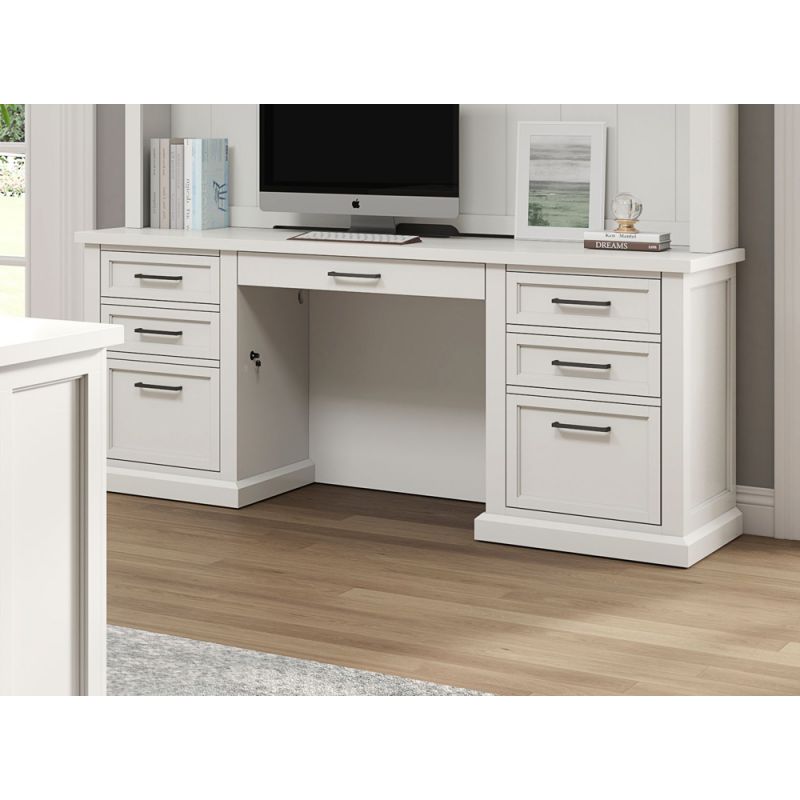 Martin Furniture - Abby - Modern Wood Desk, Office Writing Table, Credenza, Fully Assembled, White Finish - IMAY689
