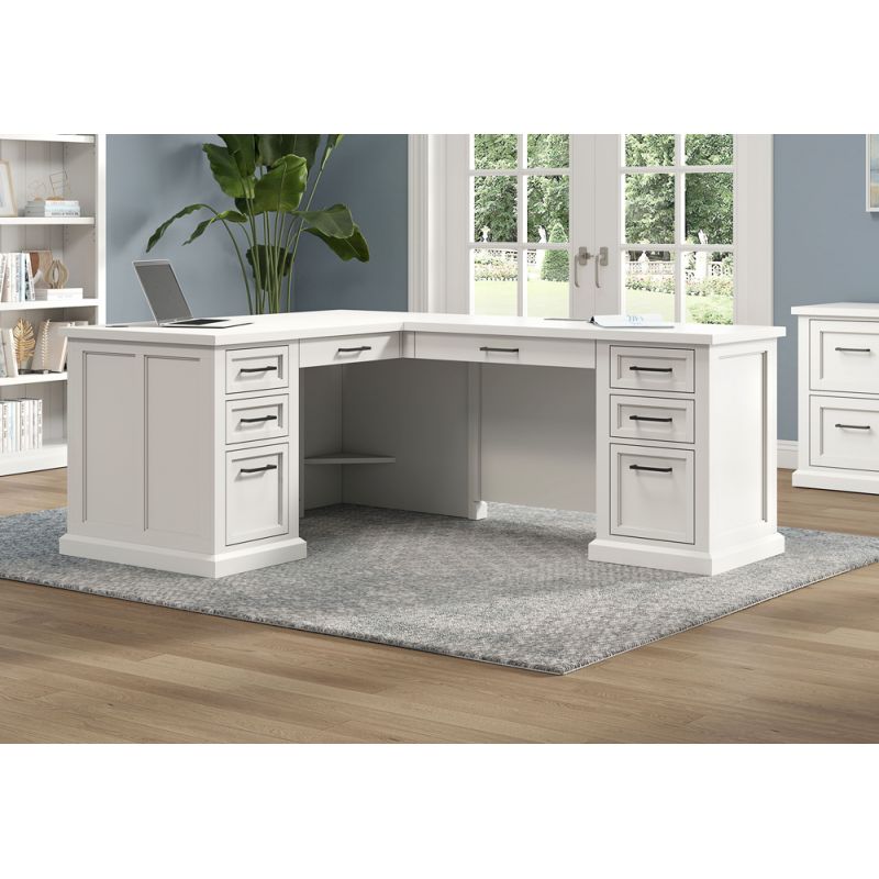 Martin Furniture - Abby - Modern Wood L-Desk & Return, Writing Table & Return, Office Desk & Return, Corner Desk & Return, White - IMAY664R-KIT