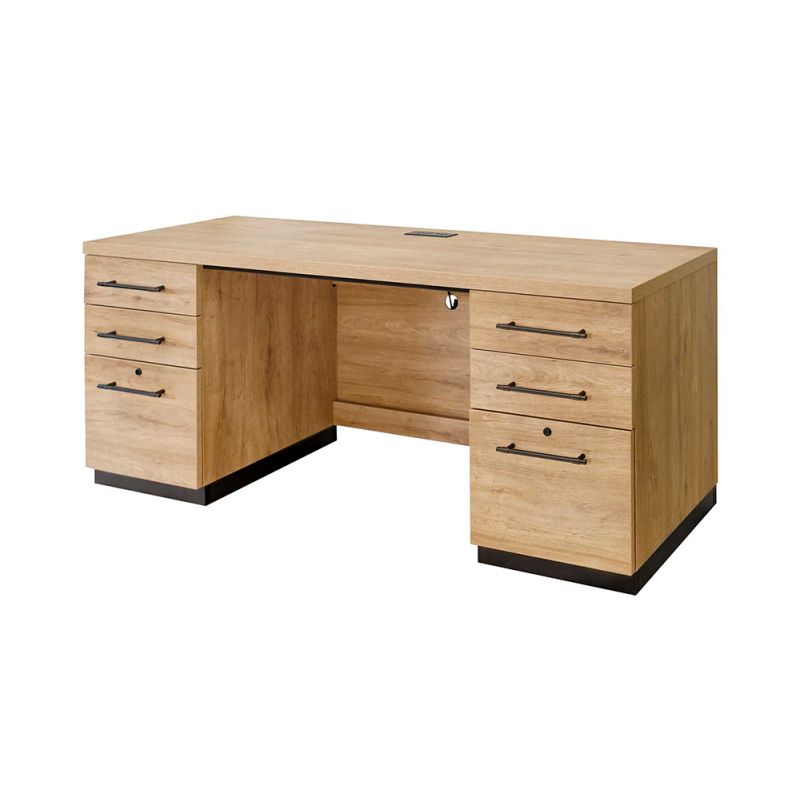 Martin Furniture - Abott Contemporary Wood Laminate Office Desk, Fully Assembled, Light Brown - AB729