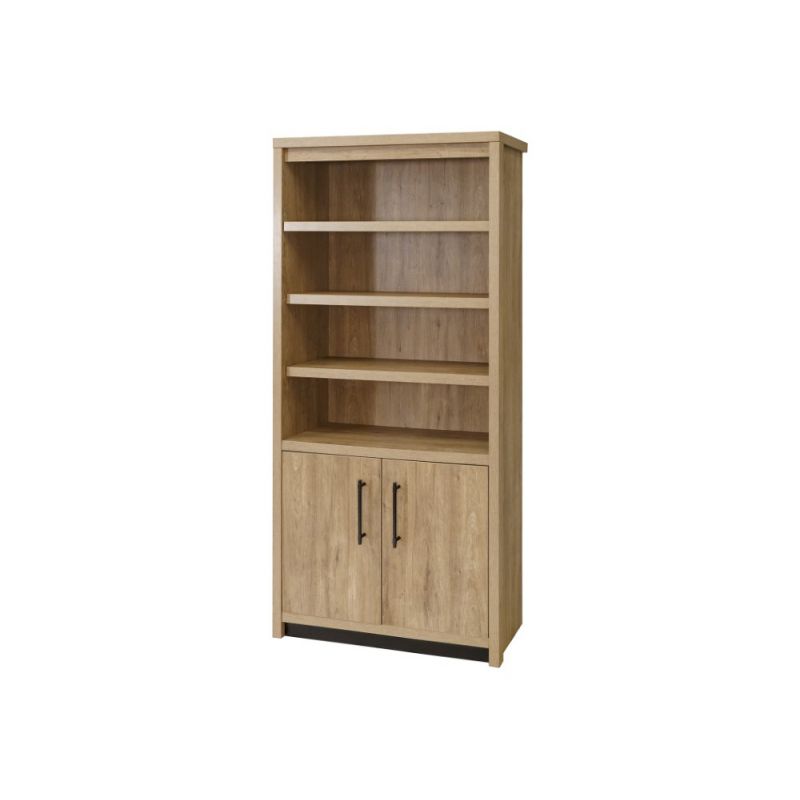 Martin Furniture - Abott Contemporary Wood  Laminate Bookcase With Doors, Fully Assembled Light Brown - AB3678D