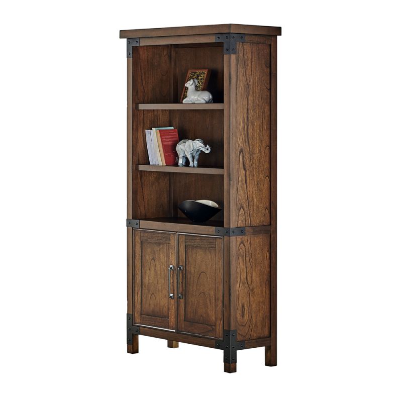 Martin Furniture - Addison Rustic Bookcase With Doors, Brown - IMAD3472D