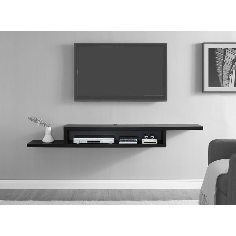 Martin Furniture - Asymmetrical Wall Mounted TV Console, 72-inch, Black - IMAS370BK