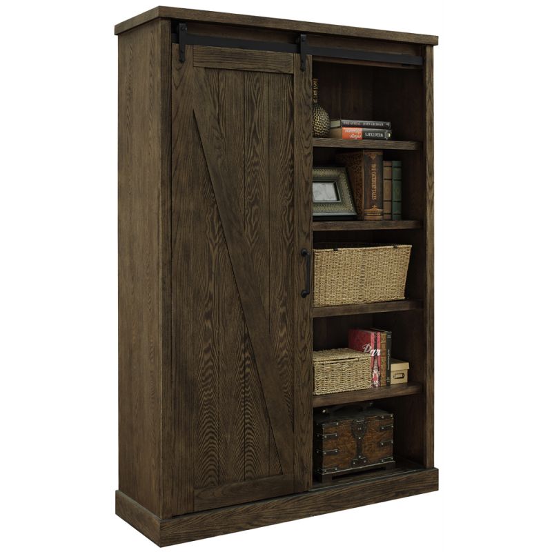 Martin Furniture - Avondale Rustic Barn Door Bookcase, Brown - AE4872