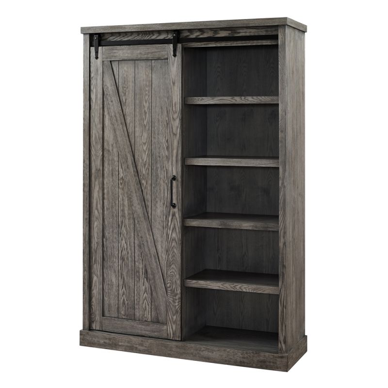 Martin Furniture - Avondale Rustic Barn Door Bookcase, Gray - AE4872G
