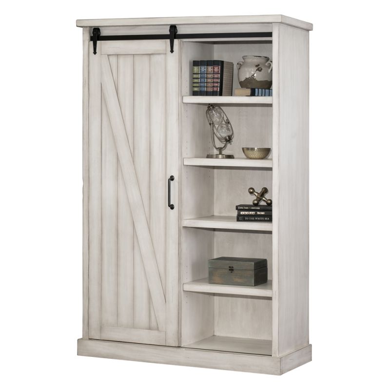 Martin Furniture - Avondale Rustic Barn Door Bookcase, White - IMAE4872W