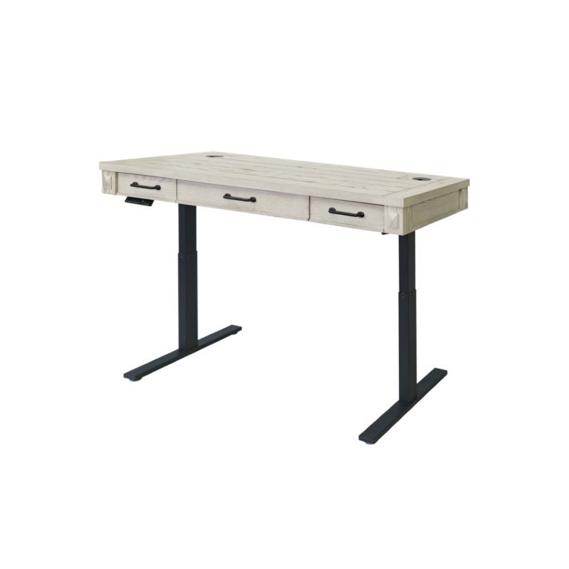 Martin Furniture - Avondale Wood Electronic Sit/Stand Desk, White weathered oak finish - AE384TW-Kit