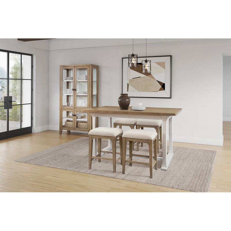 Martin Furniture - Bluff Point - Modern Wood Counter Height Kitchen Dining Table and Four Stools, Brown - IMBL6036KIT5