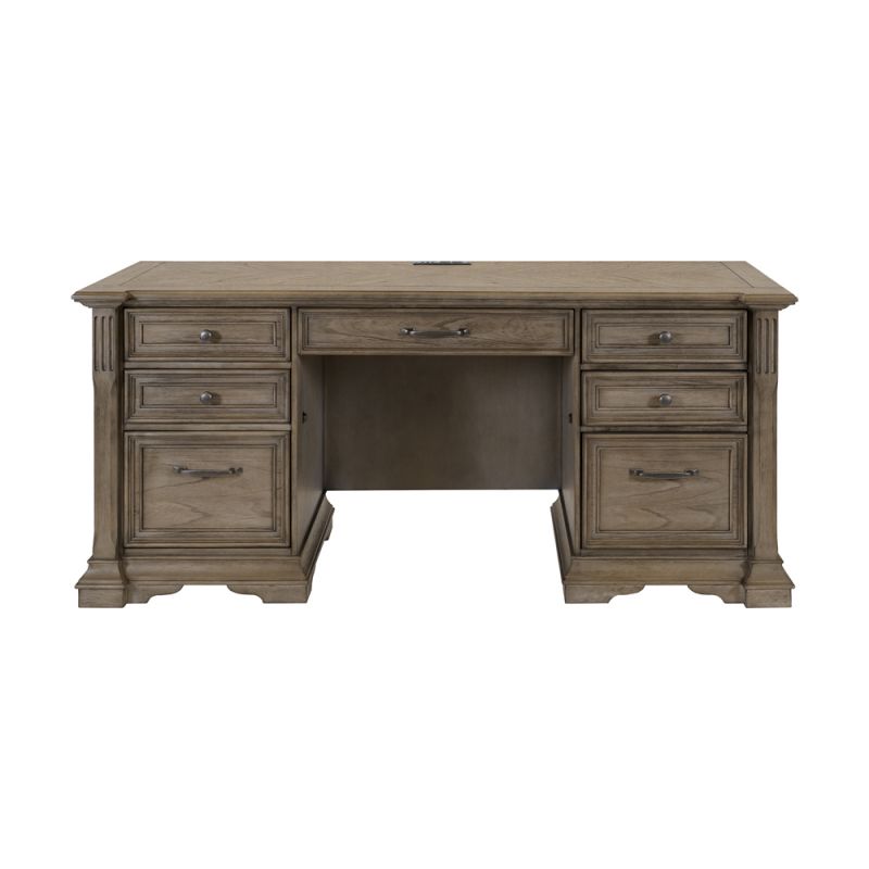 Martin Furniture - Bristol - Traditional Credenza, Wood Office Desk, Writing Table, Storage Desk, Light Brown - IMBR689