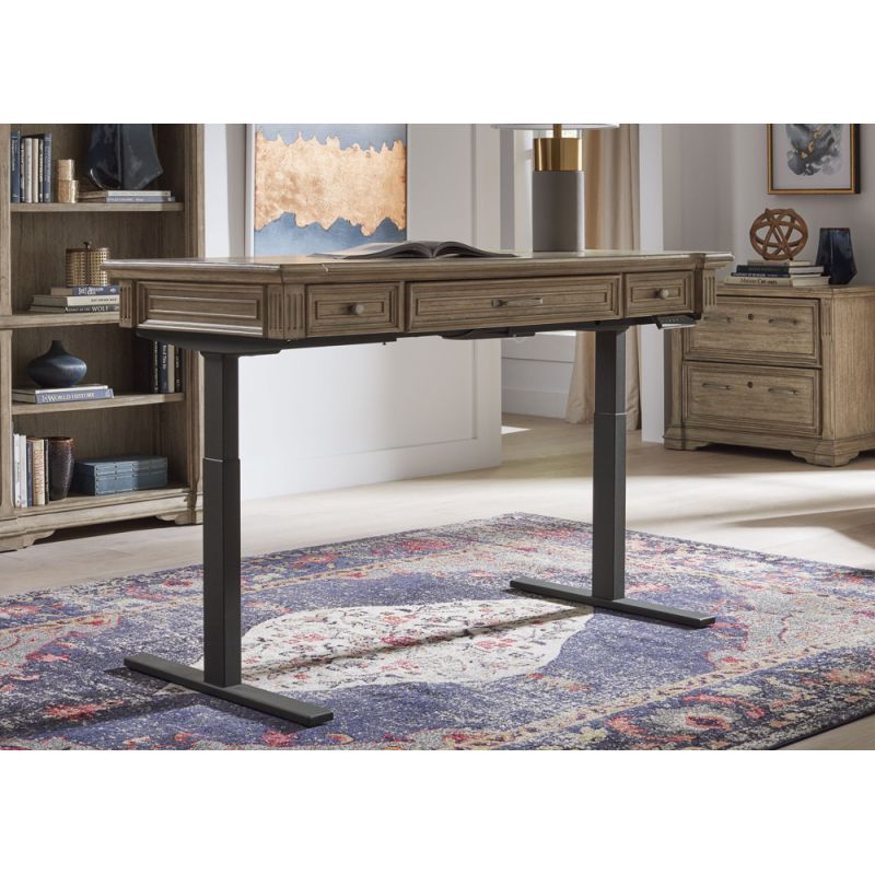 Martin Furniture - Bristol - Traditional Wood Electronic Sit/Stand Desk, Standing Desk, Adjustable Desk, Light Brown - IMBR384T-KIT