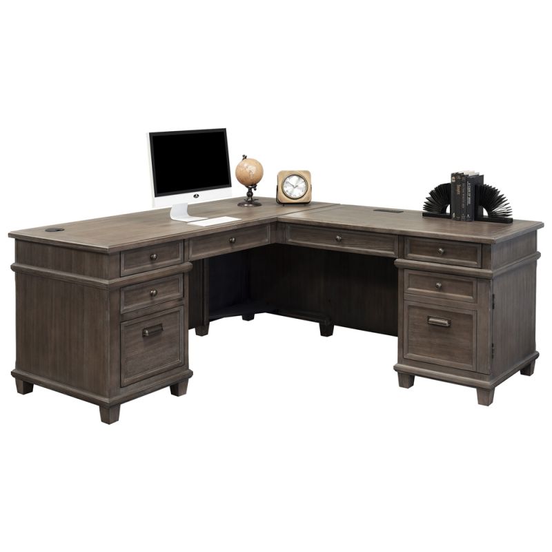 Martin Furniture - Carson Wood L-Desk & Return, Gray - IMCA684R-Kit