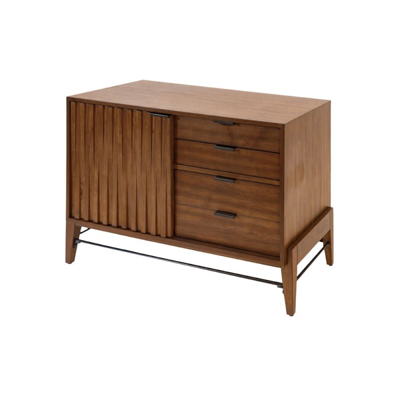 Martin Furniture - Delray - Mid-century Modern Small Console with File Drawers, Office Console, Accent Console, Brown - IMDY420