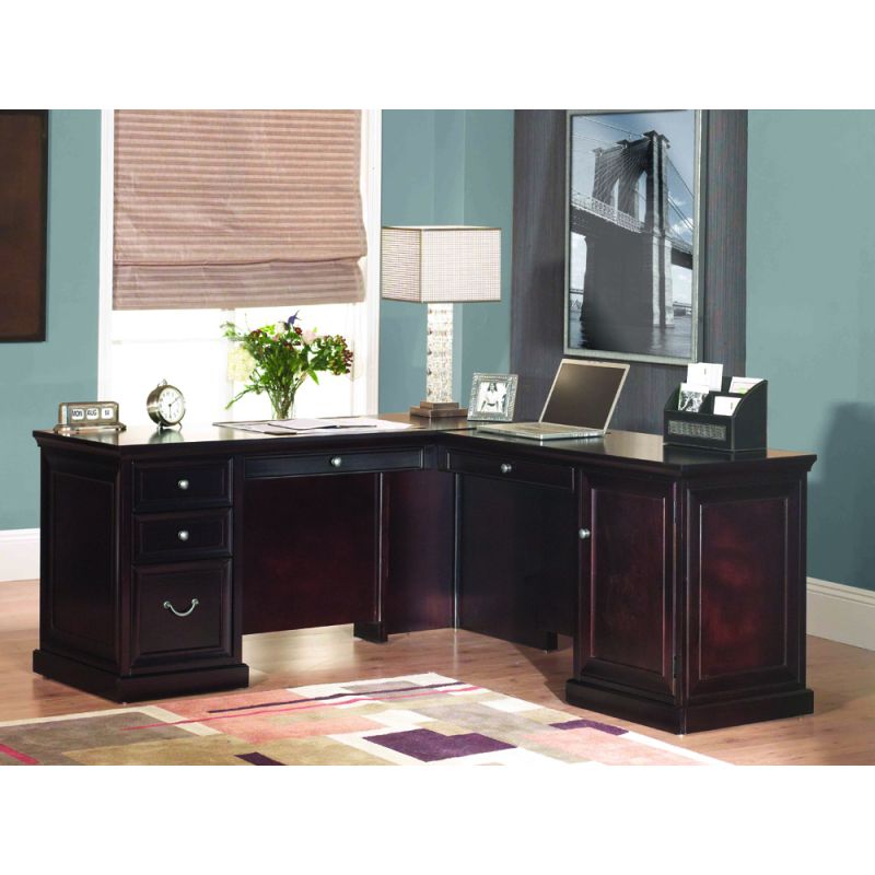 Martin Furniture - Fulton Executve Wood L-Desk and Return, Brown - FL664R-Kit