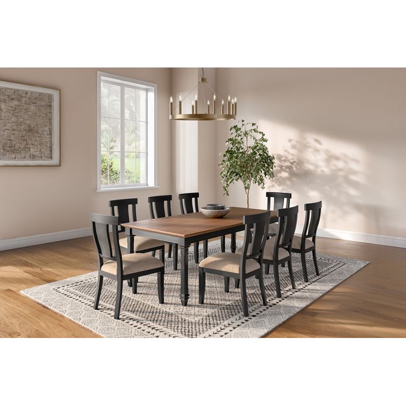 Martin Furniture - Hartford - Traditional Wood Kitchen Extension Dining Table and Eight Chairs, Black - IMHF7242KIT9