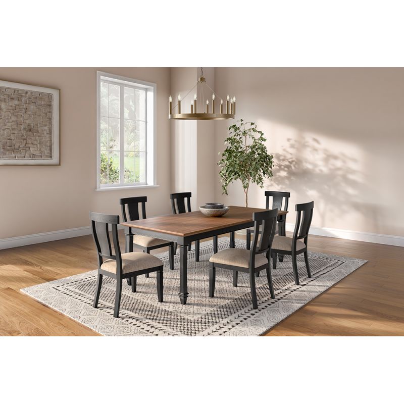 Martin Furniture - Hartford - Traditional Wood Kitchen Extension Dining Table and Six Chairs, Black - IMHF7242KIT7