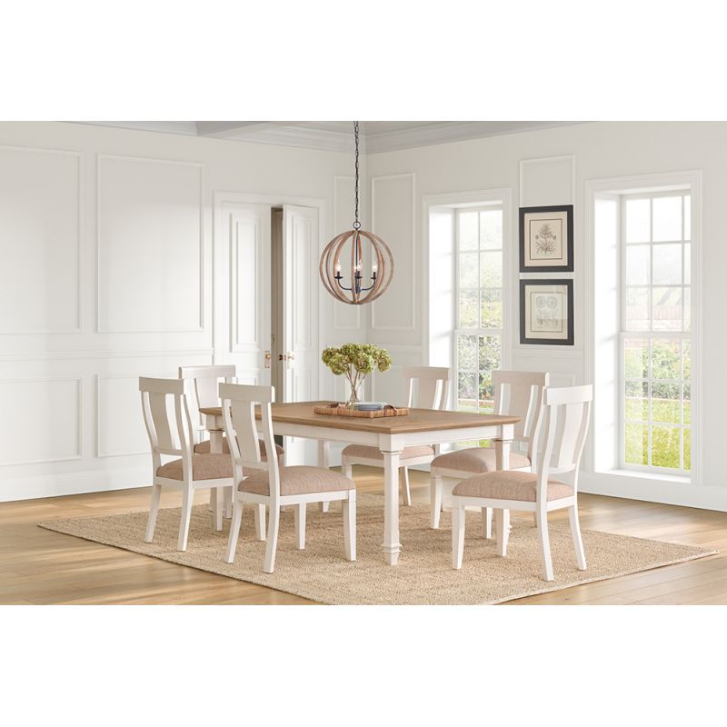 Martin Furniture - Hartford - Traditional Wood Kitchen Extension Dining Table and Six Chairs, White - IMHF7242CKIT7