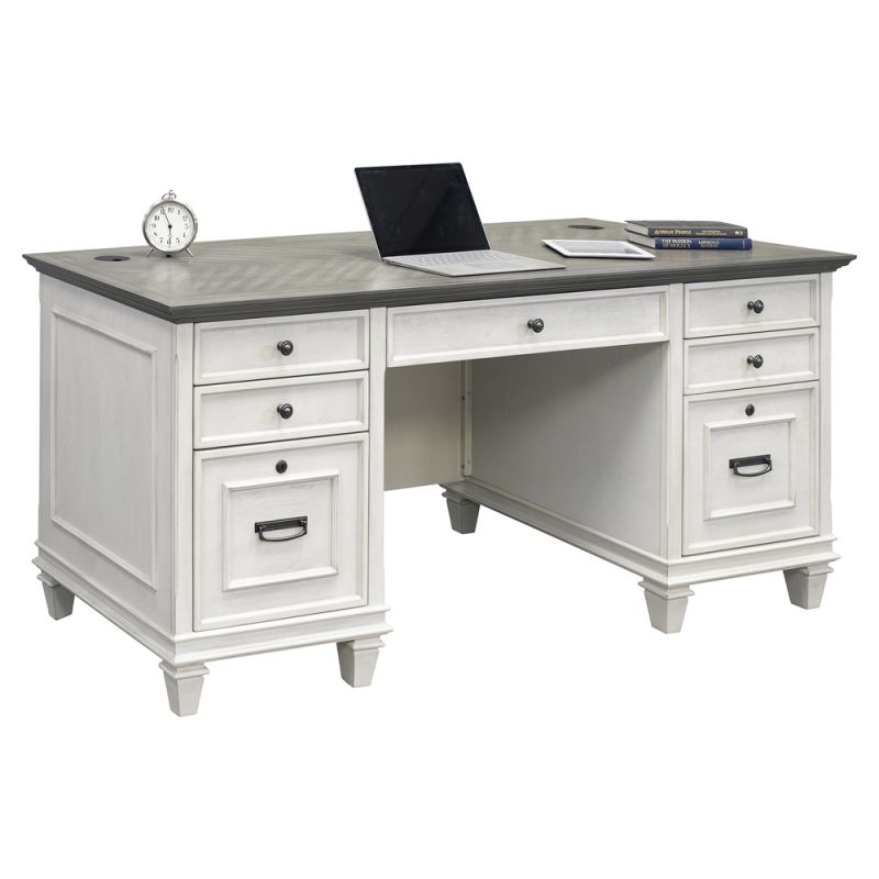 Martin Furniture - Hartford Wood Double Pedestal Desk, White - IMHF680W