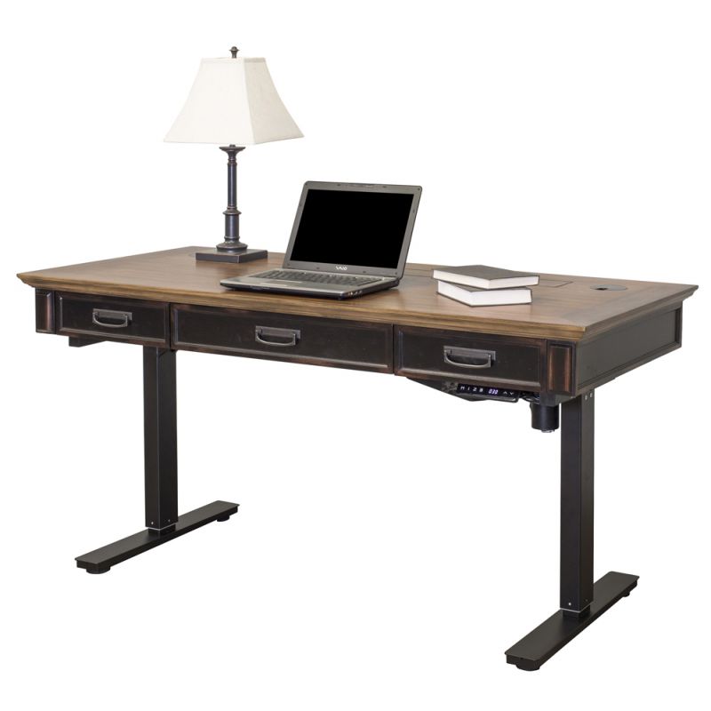 Martin Furniture - Hartford Wood Electric Sit/Stand Desk, Black - IMHF384T-Kit