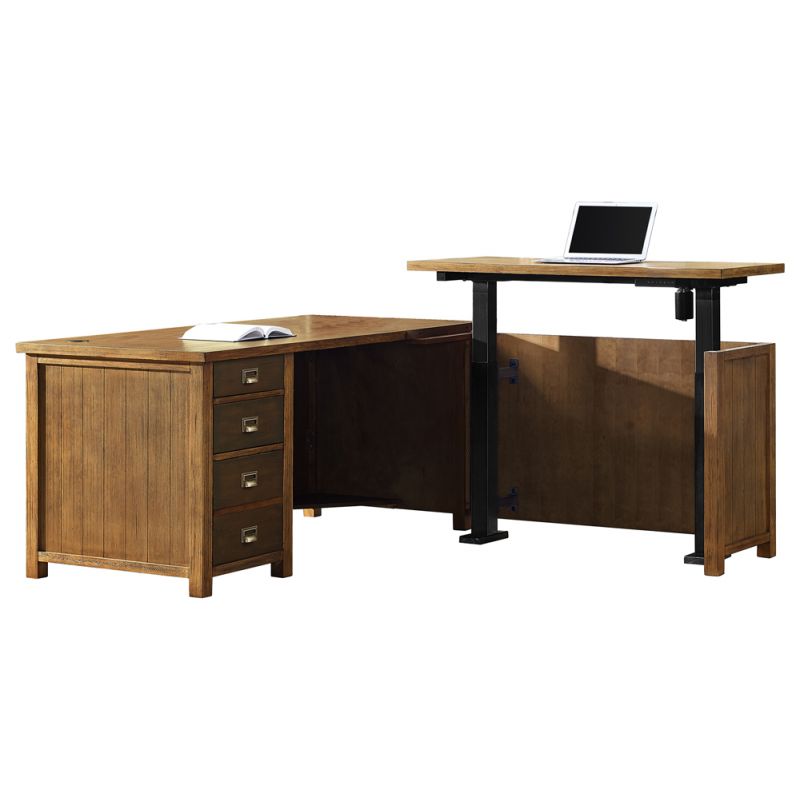 Martin Furniture - Heritage Wood L-Desk and Electric Return, Brown - IMHE664RE-Kit