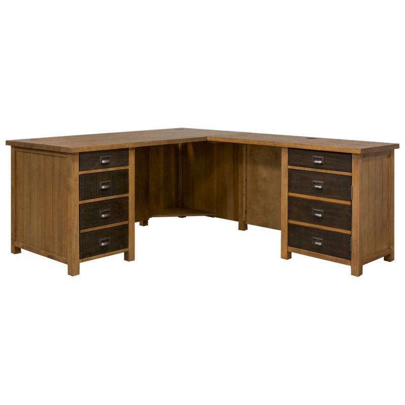 Martin Furniture - Heritage Wood L-Desk and Return, Brown - IMHE664R-Kit