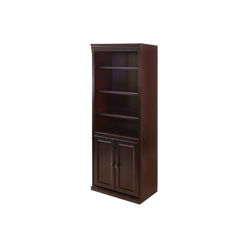 Martin Furniture - Huntington Club Wood Bookcase With Doors, Cherry - HCR3072D/D