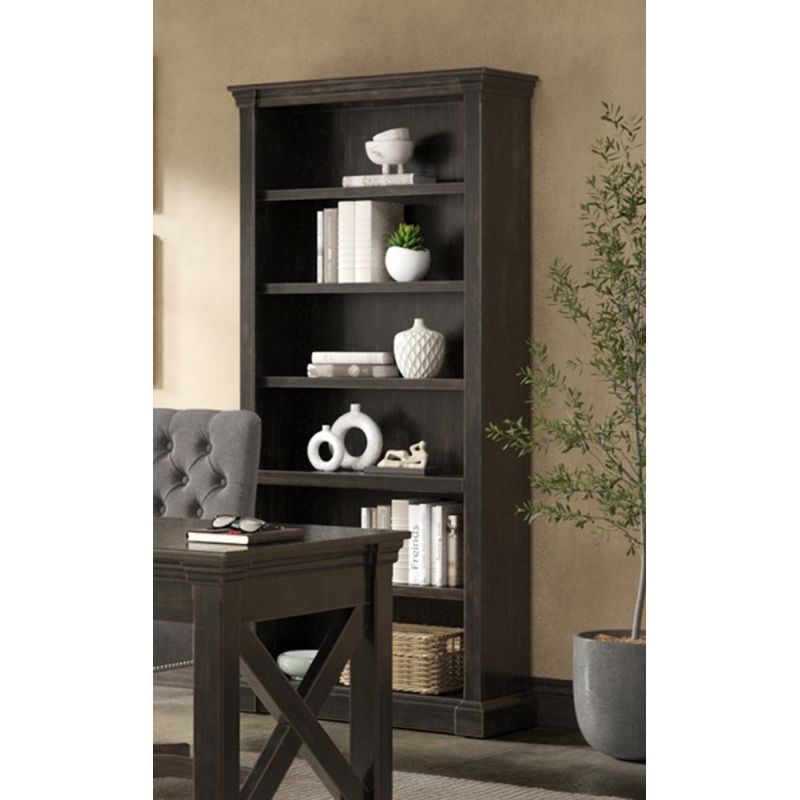 Martin Furniture - Kingston - Traditional Wood Open Bookcase, Office Shelving, Storage Cabinet, Fully Assembled, Dark Brown - IMKN3678
