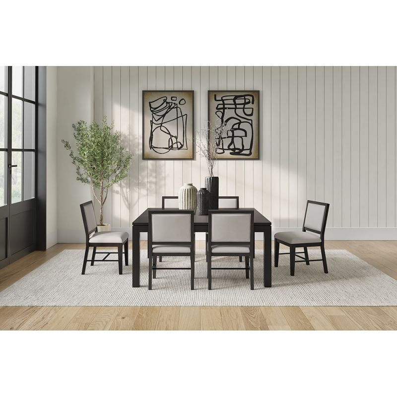 Martin Furniture - Montclair - Modern Wood Rectangular Extension Kitchen Dining Table and Six Chairs, Black - IMMO7240KIT7