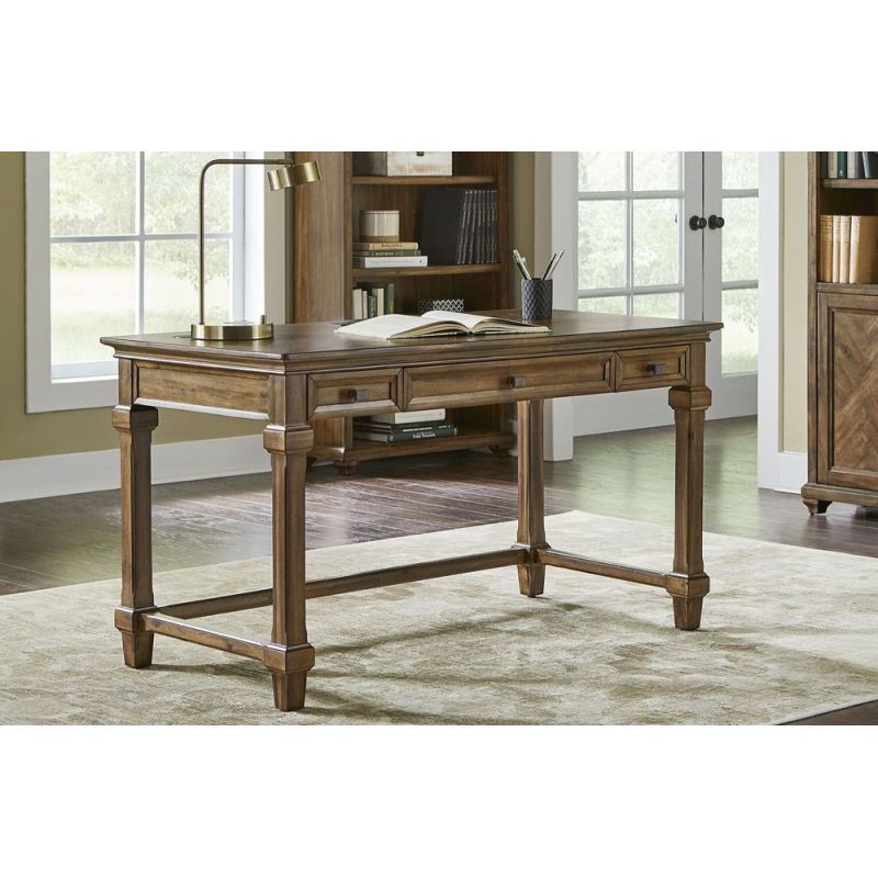 Martin Furniture - Porter - Traditional Wood Writing Desk, Office Desk, Storage Table, Brown - IMPR384