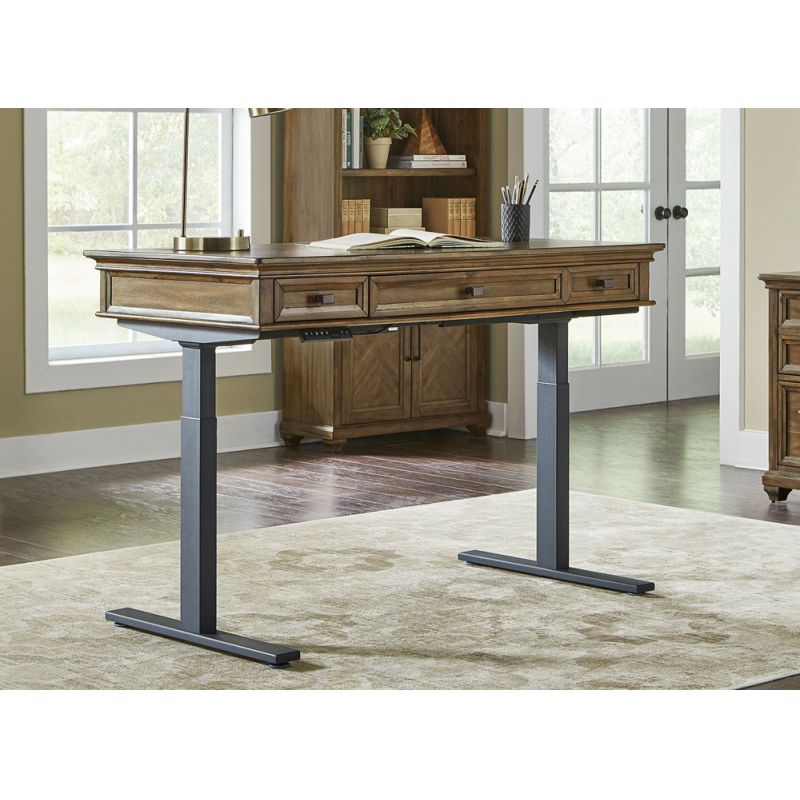 Martin Furniture - Porter - Traditional Wood Electronic Sit/Stand Desk, Standing Desk, Adjustable Desk, Brown - IMPR384T-KIT
