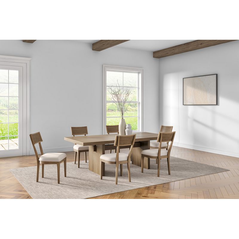 Martin Furniture - Quincey - Coastal Wood Rectangular Kitchen Table with Six Chairs, Dining Table and Six Seats, Office Table and Six Chairs, Brown - IMQU7242KIT7