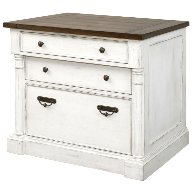 Martin Furniture - Durham Rustic Wood Lateral File With Locking Legal/Letter File Drawer, White - IMDU455