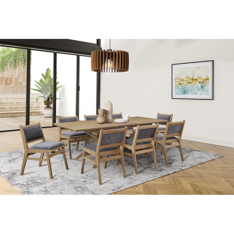 Martin Furniture - Shelby - Mid-Century Modern Wood Rectangular Extension Kitchen Dining Table and Eight Chairs, Brown - IMSY7240KIT9