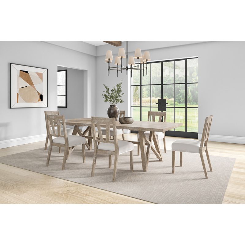 Martin Furniture - Winslow - Modern Farmhouse Rectangular Extension Kitchen Dining Table and Six Chairs, Brown - IMWI7842KIT7