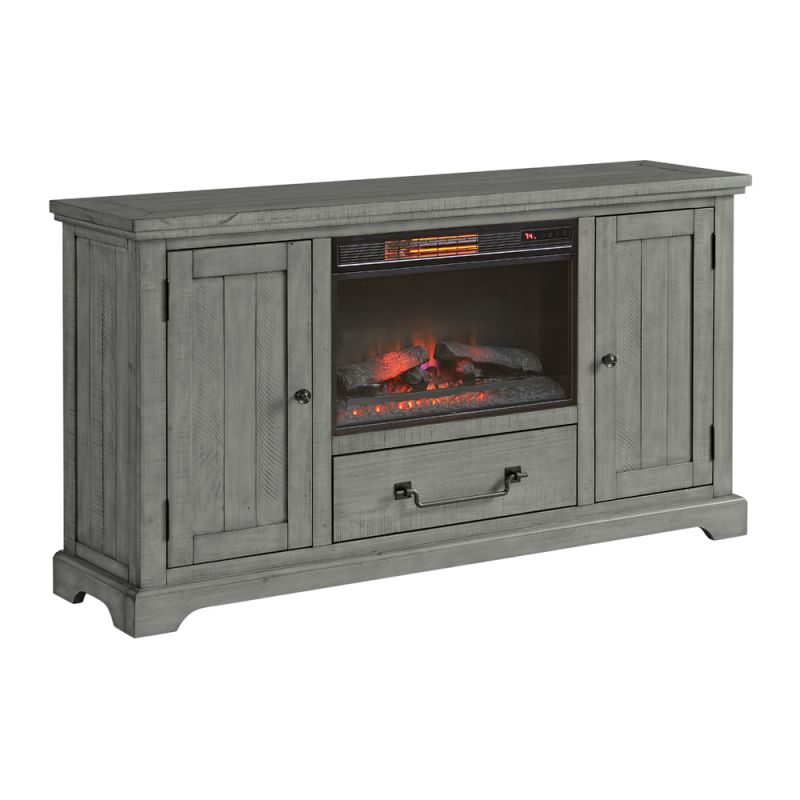 Martin Svensson Home -  Beach House TV Stand, Dove Grey with Fireplace - 909199F