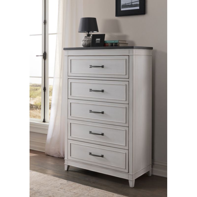 Martin Svensson Home -  Del Mar 5 Drawer Chest, White with Grey Top - 6802925