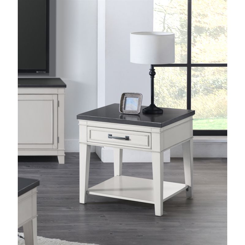 Martin Svensson Home -  Del Mar End Table, Antique White and Grey - 810139