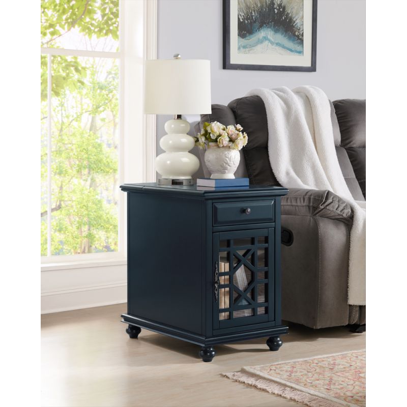 Martin Svensson Home -  Elegant Chairside Table with Power, Catalina Blue - 810075