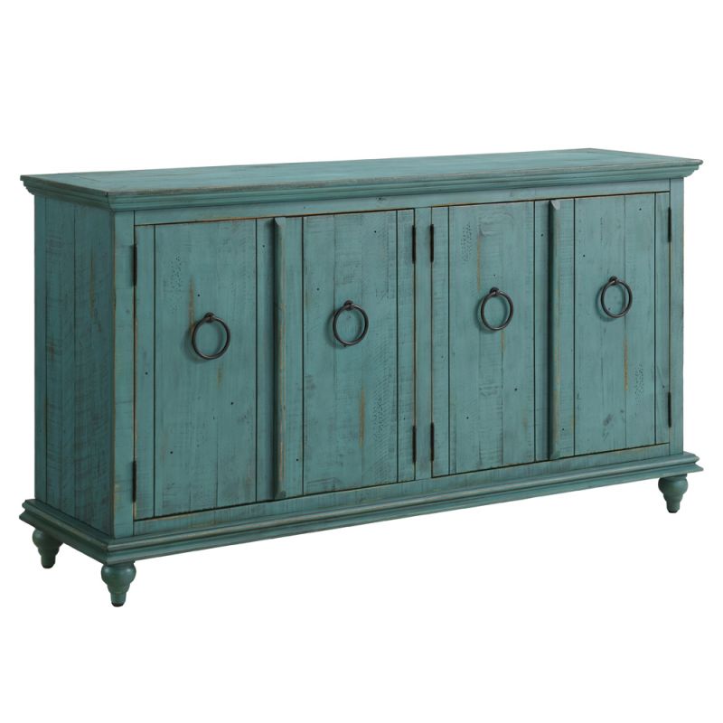 Martin Svensson Home -  Garden District Solid Wood TV Stand, Rustic Turquoise - 909181