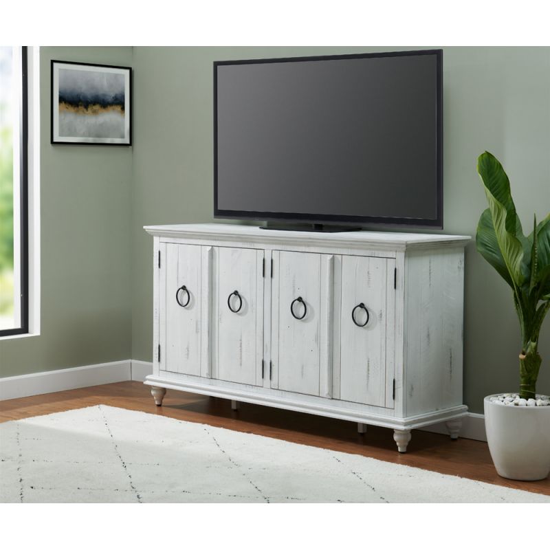 Martin Svensson Home -  Garden District Solid Wood TV Stand, Rustic White - 909183