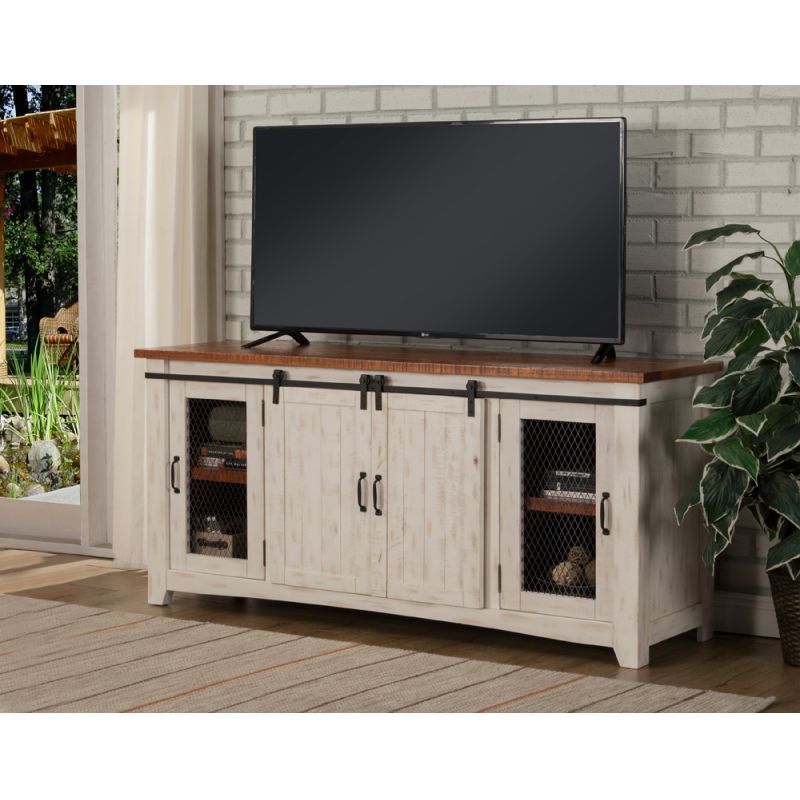 Martin Svensson Home -  Rustic Taos TV Stand, Antique White and Honey Tobacco - 90906