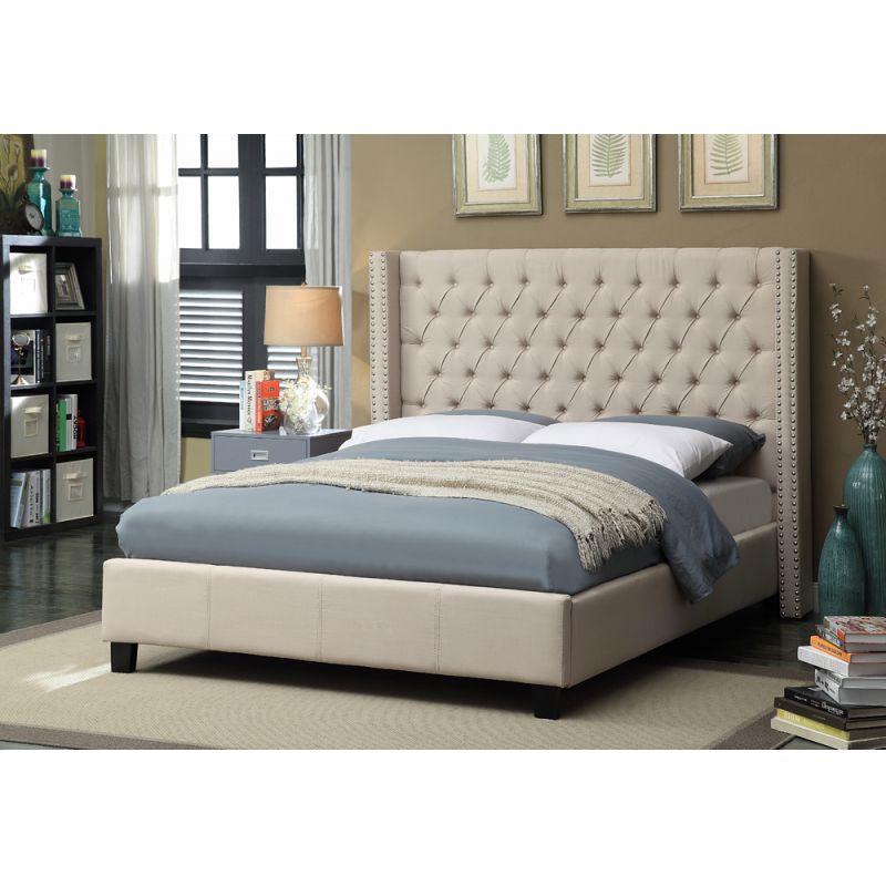 Meridian Furniture - Ashton Beige Linen Queen Bed - AshtonBeige-Q