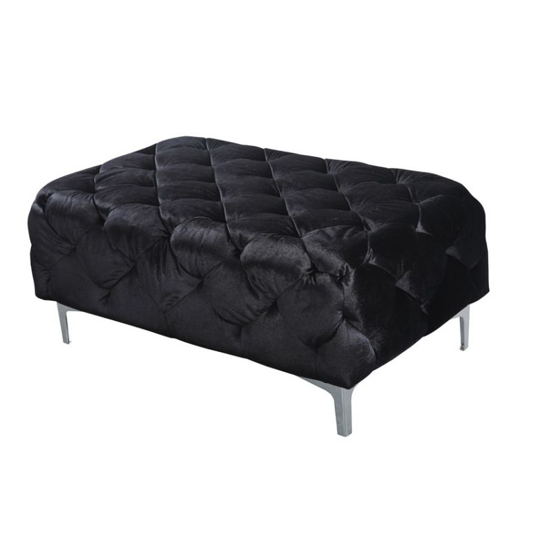 Meridian Furniture - Mercer Black Velvet Ottoman - 646BL-Ott